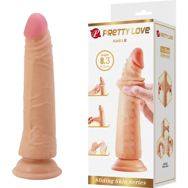 Телесный фаллоимитатор с эффектом скользящей кожи Kable - 21 см - Pretty Love