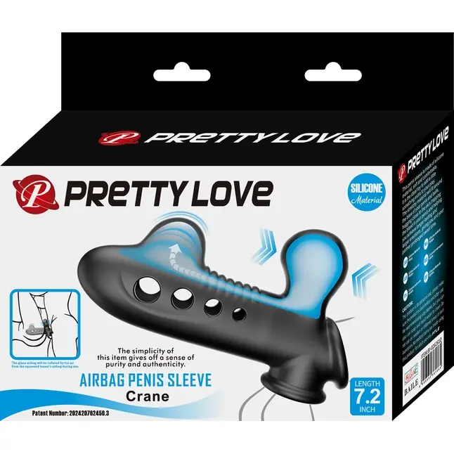 Черная насадка на пенис с эффектом расширения Crane - 18,4 см - Pretty Love. Фотография 11.