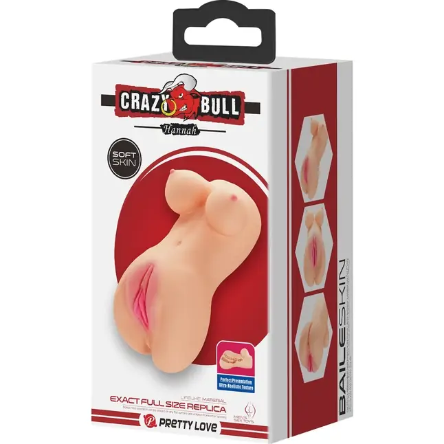 Телесный мастурбатор мини-торс Hannah - Crazy Bull. Фотография 9.