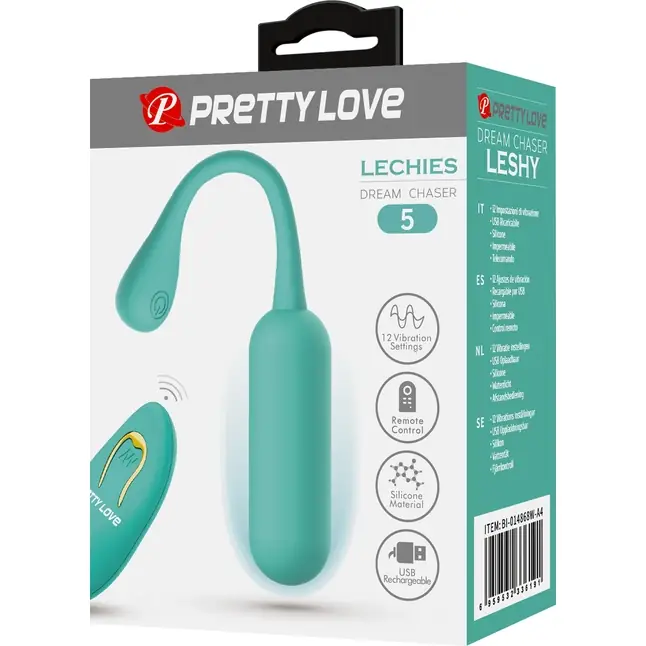 Зеленое виброяйцо Lechies с пультом ДУ - Pretty Love. Фотография 9.