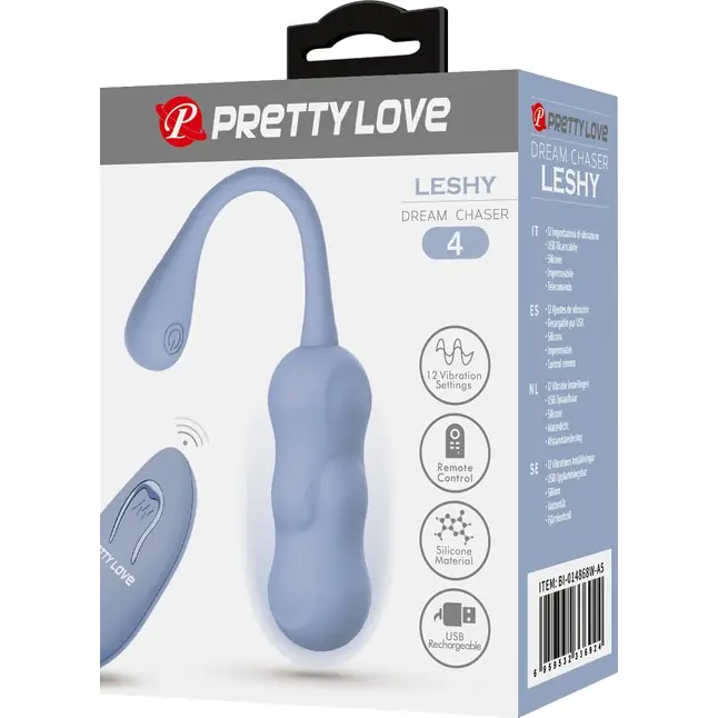 Голубое виброяйцо Leshy с пультом ДУ - Pretty Love. Фотография 9.