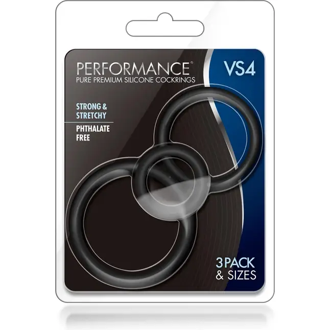 Набор из 3 черных эрекционных колец Cock Ring Set - Performance. Фотография 2.
