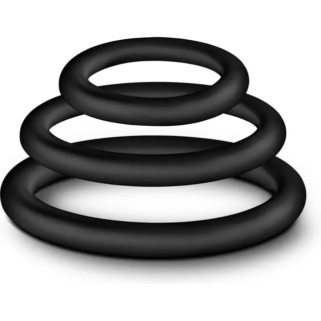Набор из 3 черных эрекционных колец Cock Ring Set - Performance. Фотография 5.