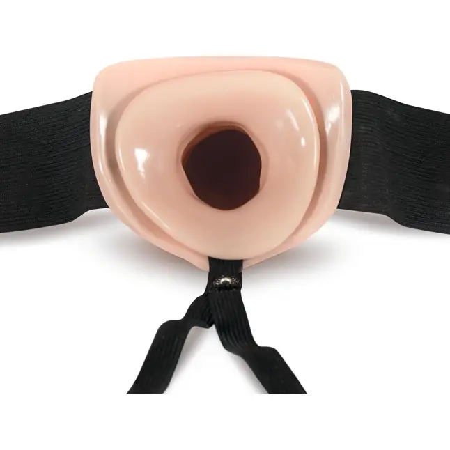 Телесный фаллопротез на черных эластичных ремнях 7 Inch Hollow Strap On - 17 см - Dr. Skin. Фотография 3.