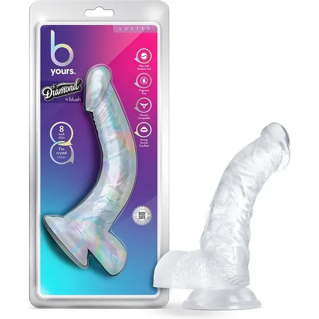 Прозрачный фаллоимитатор Luster - 21,5 см - B Yours Diamond. Фотография 2.