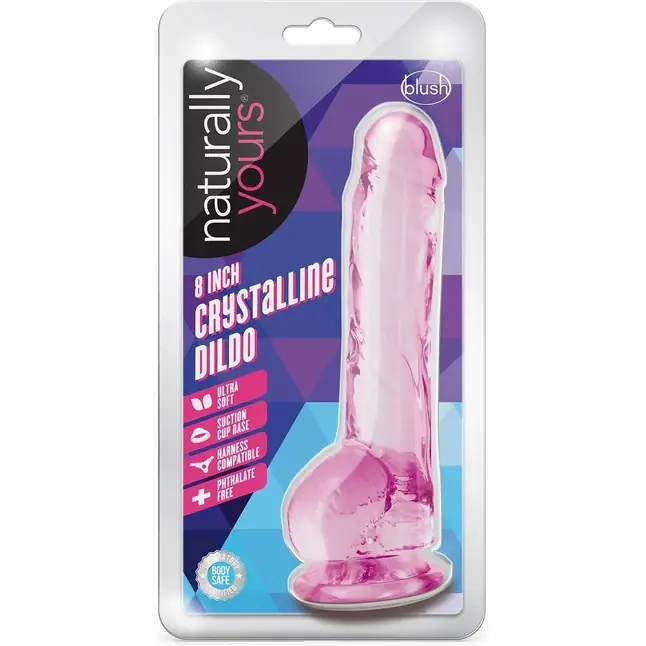 Розовый фаллоимитатор 8 Inch Crystalline Dildo - 19,5 см - Naturally Yours. Фотография 2.