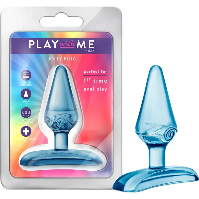 Голубая анальная пробка Jolly Plug - 7 см - Play With Me. Фотография 2.