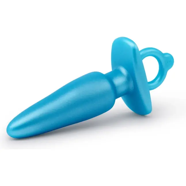 Голубая анальная пробка с кольцом Sleek Tapered Silicone Plug - 15 см. Фотография 5.