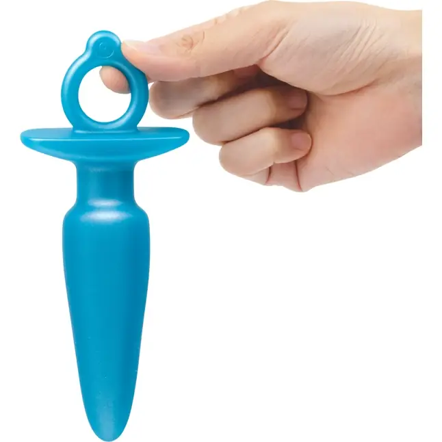 Голубая анальная пробка с кольцом Sleek Tapered Silicone Plug - 15 см. Фотография 7.