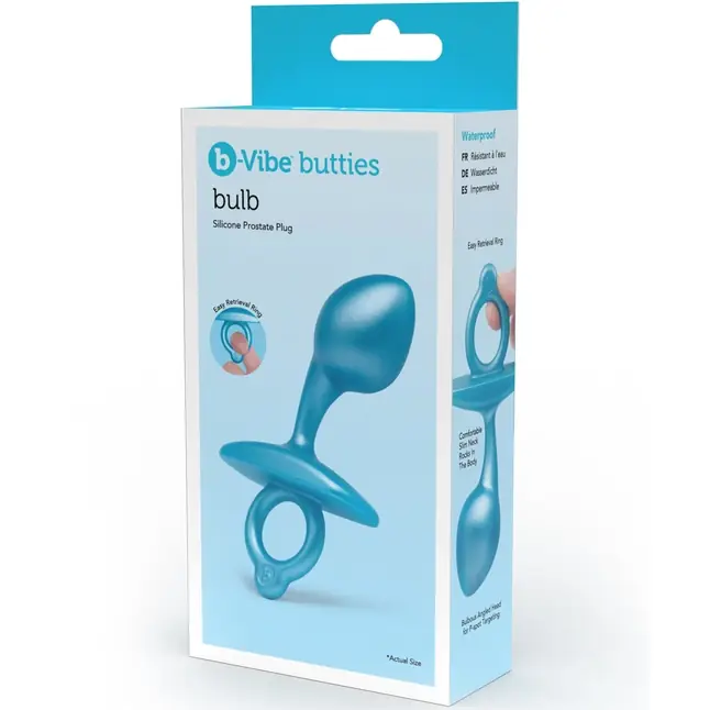 Голубая анальная пробка для массажа простаты Bulb Silicone Prostate Plug - 10,7 см. Фотография 2.