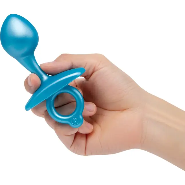 Голубая анальная пробка для массажа простаты Bulb Silicone Prostate Plug - 10,7 см. Фотография 3.