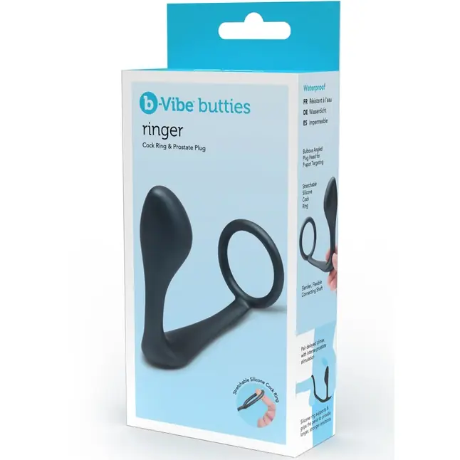 Черное эрекционное кольцо со стимулятором простаты Ringer Cock Ring Plug. Фотография 2.