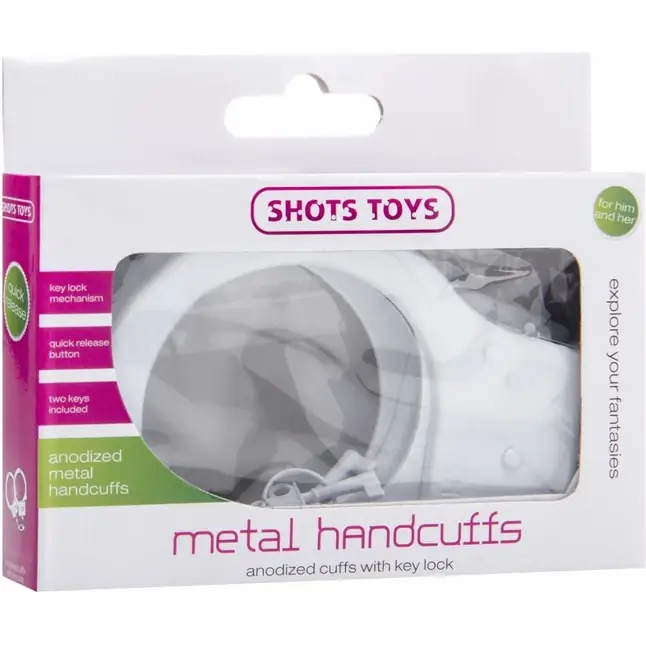 Белые металлические наручники SHOTS TOYS White - Shots Toys. Фотография 2.