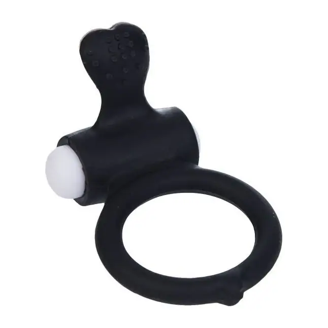 Чёрное виброкольцо для пениса Power Heart Clit Cockring. Фотография 2.