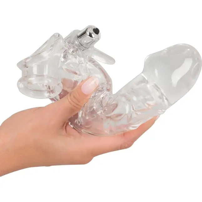 Насадка на пенис с клиторальным вибростимулятором Crystal Skin - You2Toys. Фотография 4.