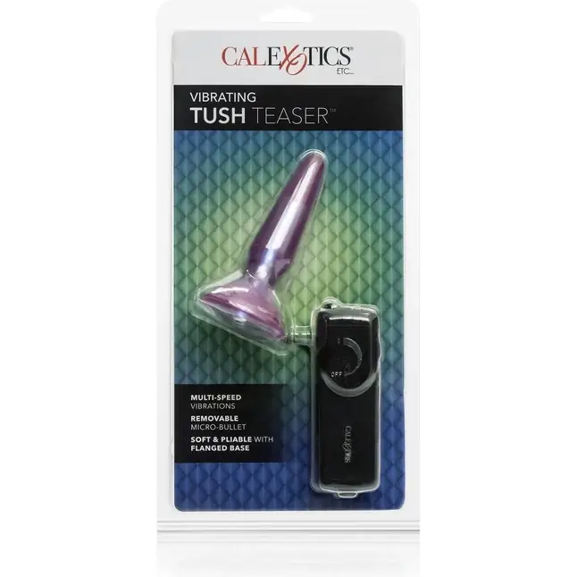 Фиолетовая анальная пробка Tush Teaser с вибрацией - 9 см - Anal Toys. Фотография 4.