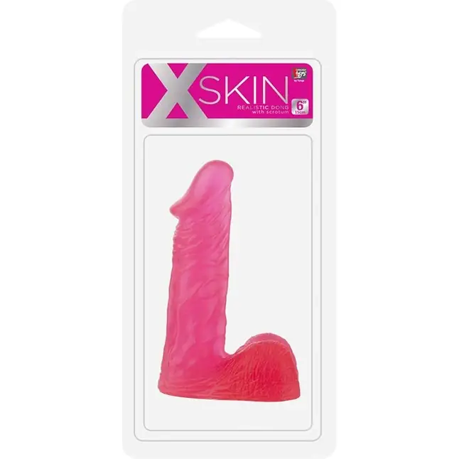 Розовый гелевый фаллоимитатор XSKIN 6 PVC DONG - 15 см - X-Skin. Фотография 2.