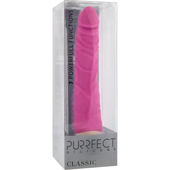 Розовый вибратор-реалистик с венками PURRFECT SILICONE CLASSIC 7.1INCH PINK - 18 см - Purrfect Silicone. Фотография 2.