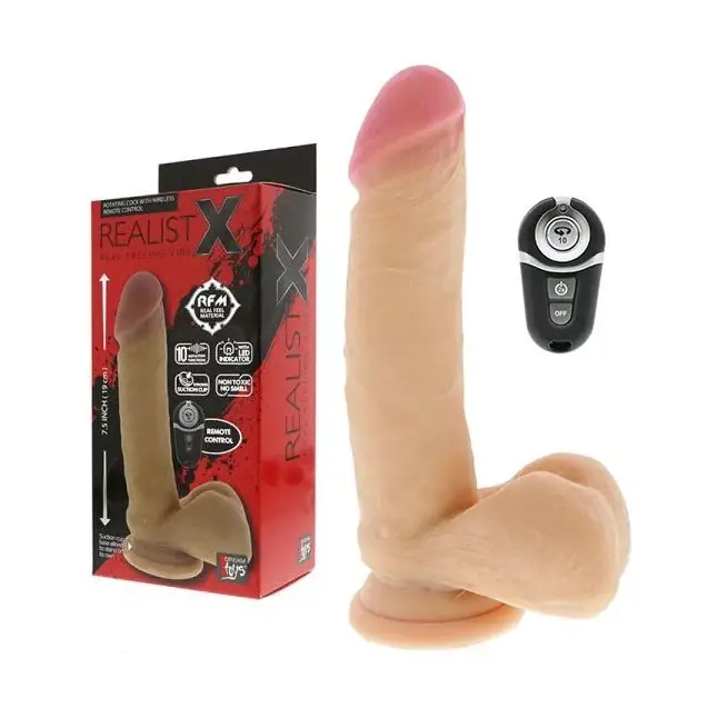 Телесный вибратор-ротатор на присоске REALSTUFF 7.5INCH ROTATING REMOTE VIBE - 19 см - RealStuff
