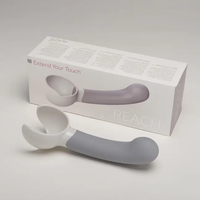 Серая насадка Reach для вибромассажёра Revel Body - 14 см. Фотография 2.