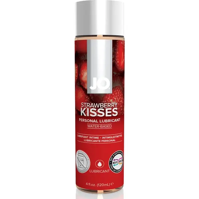 Лубрикант на водной основе с ароматом клубники JO Flavored Strawberry Kisses - 120 мл - JO H2O Flavors