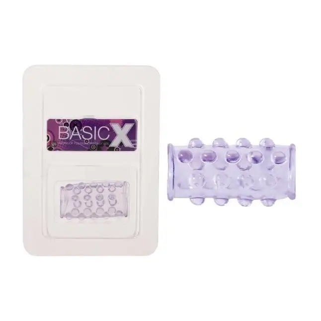 Фиолетовая насадка на пенис с пупырышками BASICX TPR SLEEVE PURPLE 0.7INCH - BasicX. Фотография 2.