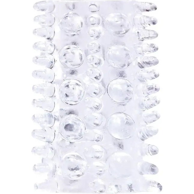 Прозрачная насадка на пенис с шипами и шишечками BASICX TPR SLEEVE CLEAR 0.7INCH - BasicX