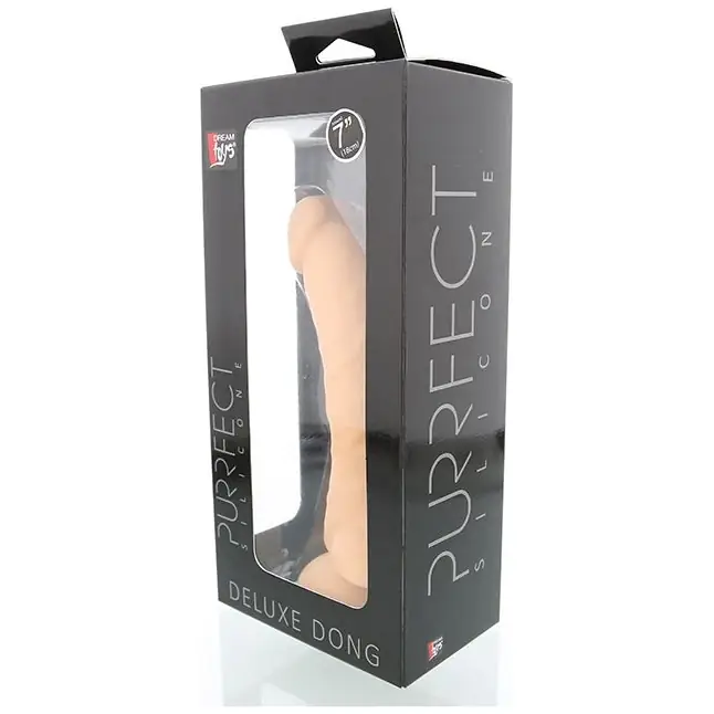 Телесный фаллоимитатор на присоске PURRFECT SILICONE DELUXE DONG 7INCH - 18 см - Purrfect Silicone. Фотография 2.