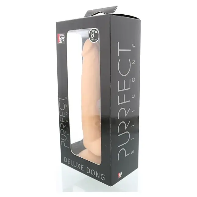 Телесный фаллоимитатор на присоске PURRFECT SILICONE DELUXE DONG 8INCH - 20 см - Purrfect Silicone. Фотография 2.