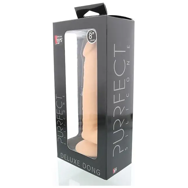 Телесный фаллоимитатор с мошонкой PURRFECT SILICONE DELUXE DONG 8INCH - 20 см - Purrfect Silicone. Фотография 2.