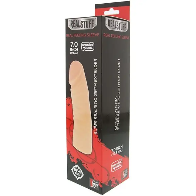 Классический фаллоимитатор телесного цвета REALSTUFF GIRTH EXTENDER SLEEVE - 18 см - RealStuff. Фотография 2.