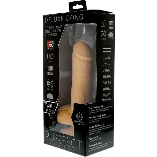 Вибратор-реалистик с кнопкой на стволе PURRFECT SILICONE DELUXE ONE TOUCH 7INCH - 18 см - Purrfect Silicone. Фотография 2.