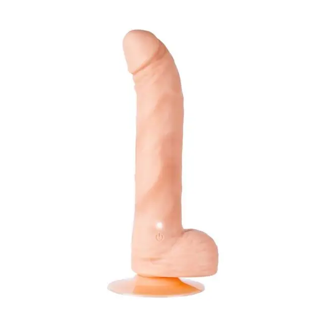 Телесный вибратор из силикона с кнопкой в основании ствола PURRFECT SILICONE DELUXE ONE TOUCH 8INCH - 20 см - Purrfect Silicone