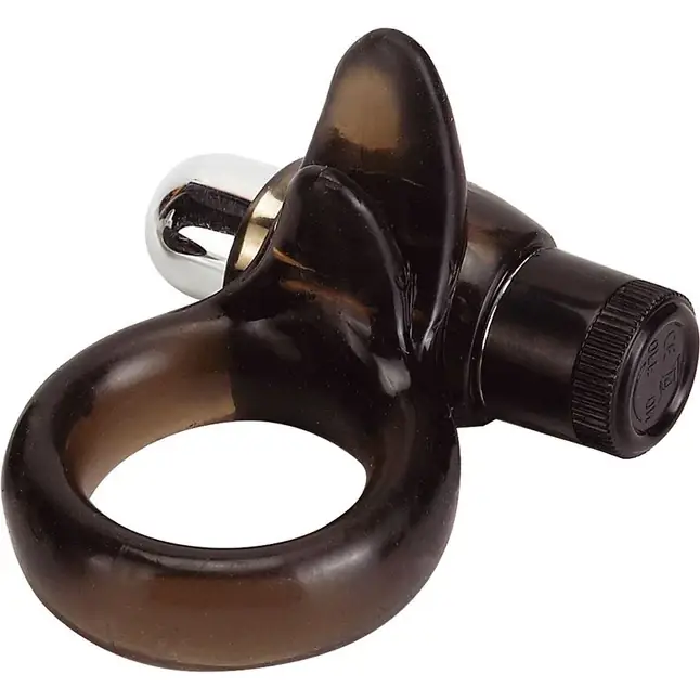 Дымчатое эрекционное кольцо VIBRO RING CLITORAL TONGUE BLACK