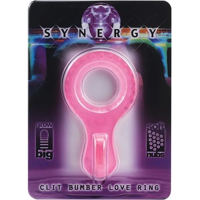 Розовое эрекционное кольцо SYNERGY CLIT BUMPER LOVE RING PINK. Фотография 2.