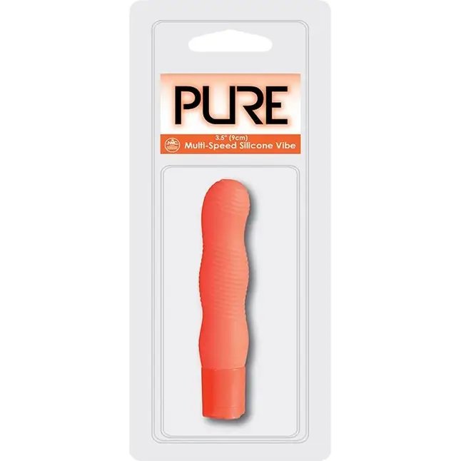 Оранжевый вибромассажёр с рельефом PURE 3.5INCH VIBRATOR ORANGE - 9 см - Pure. Фотография 2.