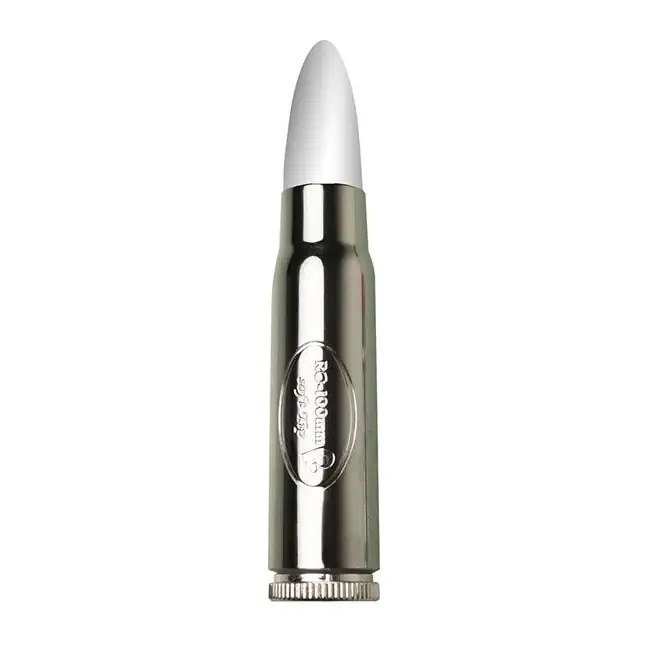 Серебристая вибропуля с белым силиконовым кончиком RO-100MM SOFT TIP