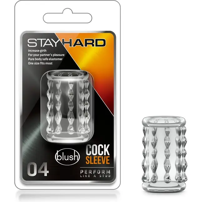 Прозрачная насадка с бороздками STAY HARD COCK SLEEVE 04 CLEAR - Stay Hard. Фотография 4.