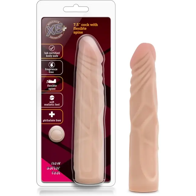 Телесный фаллоимитатор без мошонки X5 7.5 COCK WITH FLEXIBLE SPINE - 19 см - X5. Фотография 6.