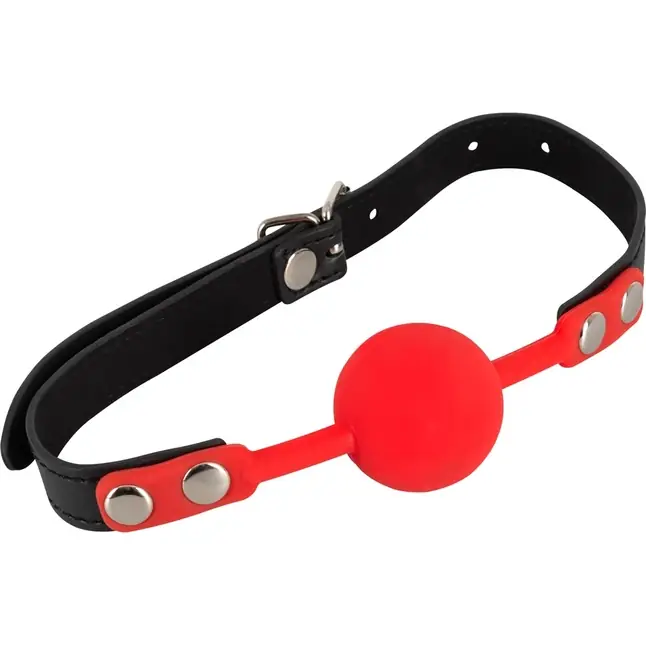 Силиконовый кляп-шар на чёрных ремешках Red Gag silicone - Bad Kitty. Фотография 2.