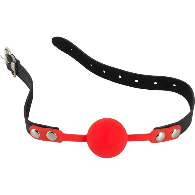 Силиконовый кляп-шар на чёрных ремешках Red Gag silicone - Bad Kitty. Фотография 3.