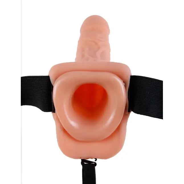 Полый страпон с креплением Vibrating Hollow Strap-On with Balls - 18,9 см - Fetish Fantasy Series. Фотография 4.