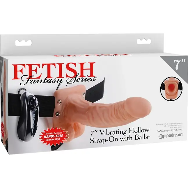 Полый страпон с креплением Vibrating Hollow Strap-On with Balls - 18,9 см - Fetish Fantasy Series. Фотография 5.