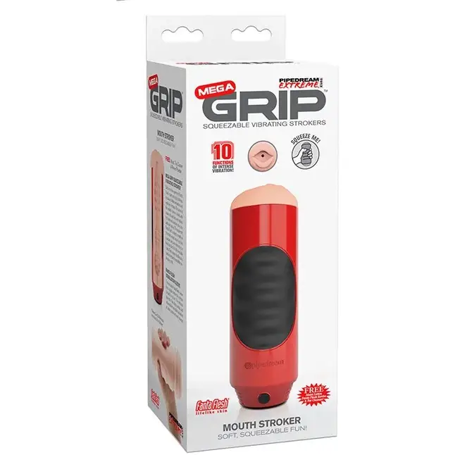 Мастурбатор-ротик с вибрацией Extreme Toyz Mega Grip Vibrating Stroker Mouth - Pipedream Extreme Toyz. Фотография 2.