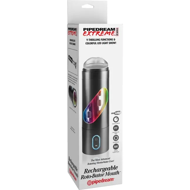 Перезаряжаемый мастурбатор-ротик Extreme Toyz Rechargeable Roto-Bator Mouth - Pipedream Extreme Toyz. Фотография 6.