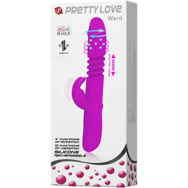 Вибратор с поступательным движением и ротацией Ward - 27 см - Pretty Love. Фотография 6.