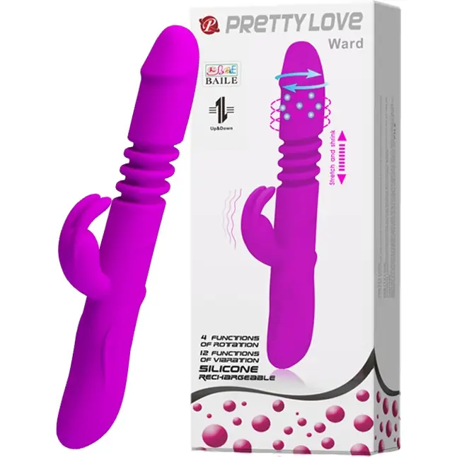 Вибратор с поступательным движением и ротацией Ward - 27 см - Pretty Love