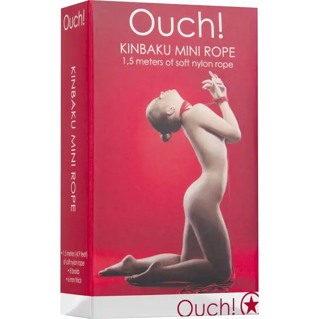 Красная веревка для бондажа Kinbaku Mini - 1,5 м - Ouch!. Фотография 3.