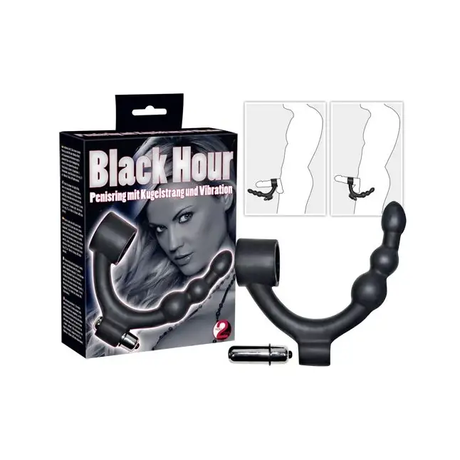 Эрекционное кольцо с вибрацией и анальным стимулятором Black Hour Penisring - You2Toys
