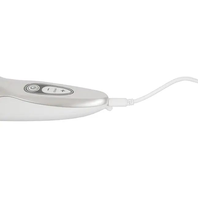 Бело-серебристый бесконтактный стимулятор клитора Womanizer Pro40. Фотография 7.